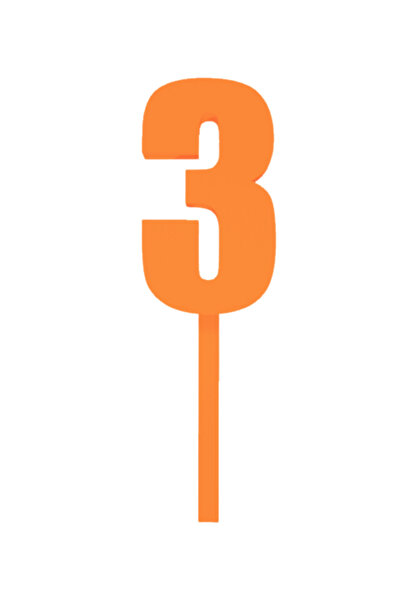 OEM Topper tort, "3", happy birthday,100 X 31 mm portocaliu