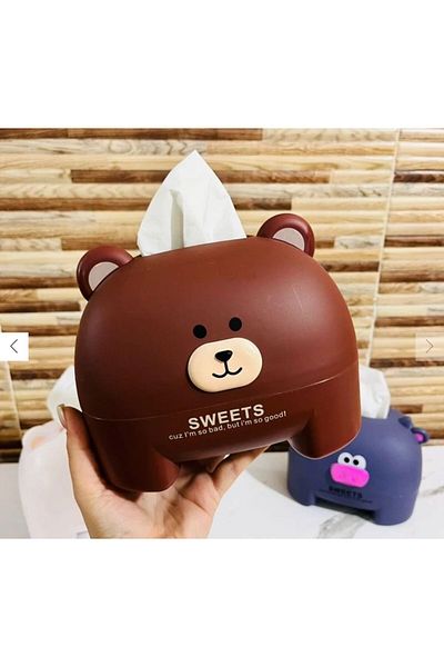 Saten Cute Animal Figured Napkin Holder and Pen Shaving Box Bear Design Use