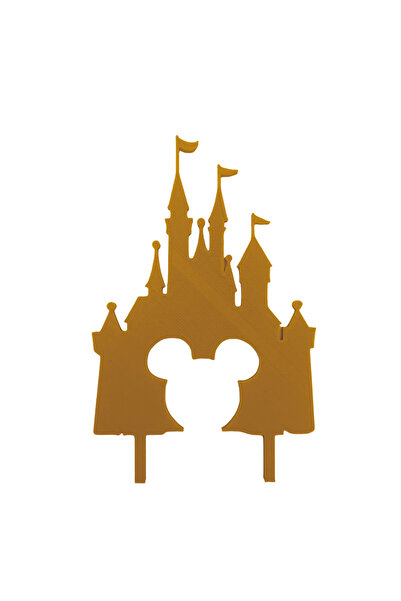 OEM Decoratiune topper tort "MINNIE MOUSE CASTLE", auriu 15.5 x 10 cm