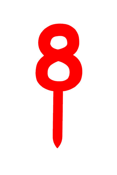 OEM Topper tort, "8", happy anniversary,150 X 57 mm rosu