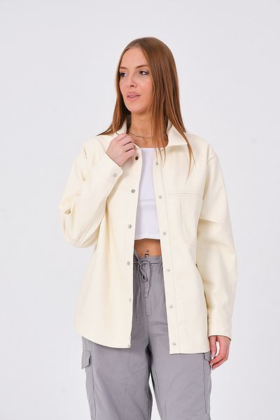 PIQUE Γυναικείο δερμάτινο μπουφάν Oversize Γυναικείο δερμάτινο μπουφάν με μονή τσέπη