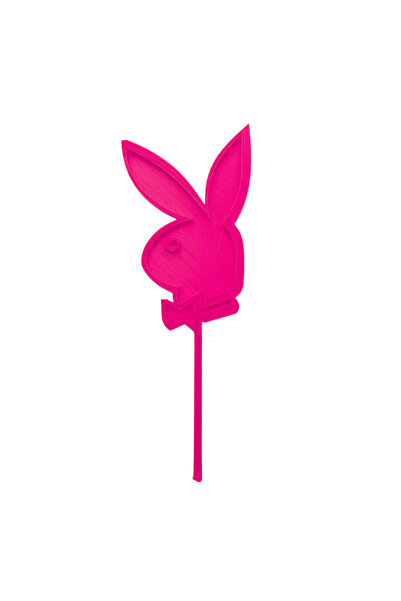 OEM Decoratiune topper tort, "IEPURASUL PLAYBOY", bunny, 19 x 7 cm roz zmeuriu