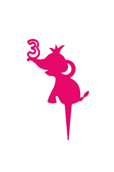 OEM Topper tort, "3", zi de nastere,137 X 85 mm roz zmeuriu