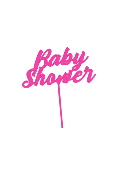 OEM Decoratiune topper tort Baby Shower, petrecere bebelusi, Roz zmeuriu, 17 cm