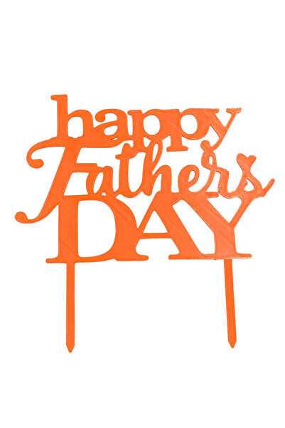 OEM Decoratiune topper "Happy fathers day", ziua tatalui, 18.5 x 19 cm Portoc...