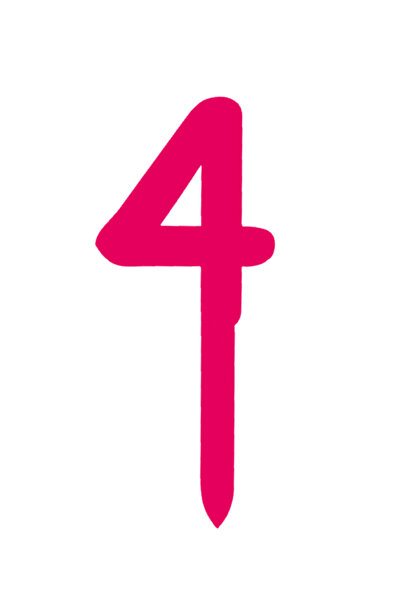 OEM Topper tort, "4", happy anniversary,150 X 63 mm roz zmeuriu