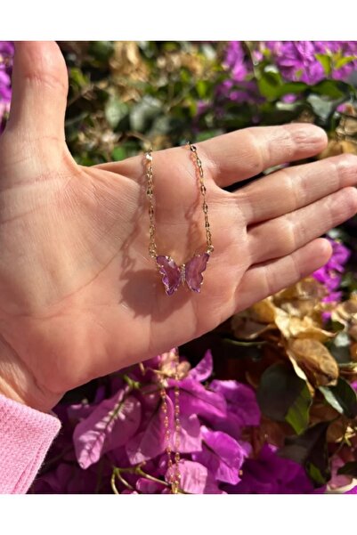 Esra Yılmaz Collection الصلب الأرجواني قلادة الفراشة