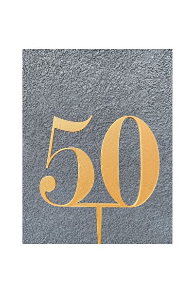 OEM Decoratiune tort, "50", topper aurul celor 50 de ani, 18 x 14 cm auriu
