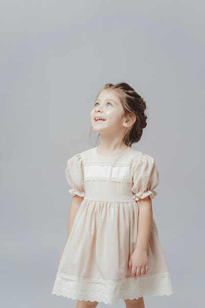 Cherrys Bebek Pamuk Krinkıl Dantelli Elbise