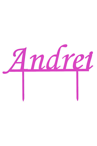 OEM Topper tort, "ANDREI", zi de nastere, aniversare 11,5 x 18,4 cm mov deschis