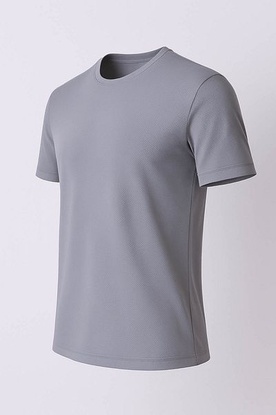 trender Oversize American Pique Crew Neck Light Gray Men's T-Shirt 2639