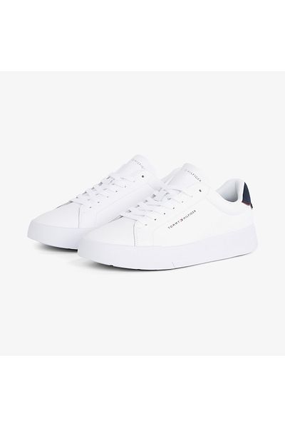 Tommy Hilfiger Tommy Jeans Men's White Pebble Grain Court Sneaker