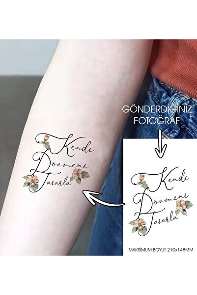 Bk Gift Kendin Tasarla Geçici Dövme(21x15cm), Tattoo, Arkadaşa Hediye, Sevgil...