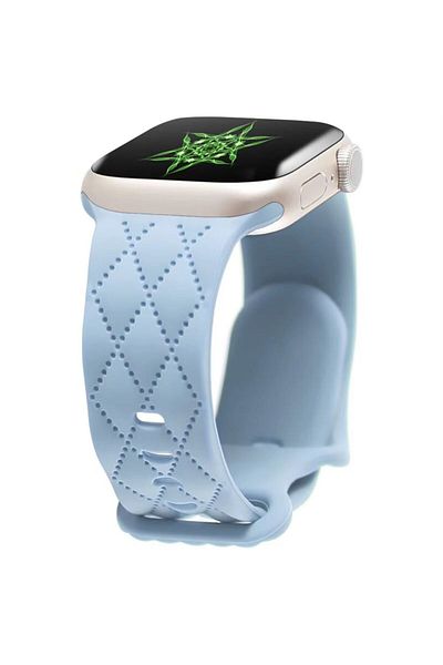 REDz Accessories Diamond Strap, Butterfly Buckle, For Apple Watch, Adjustable, Silicone, Light Blue - 38/40/41 Mm
