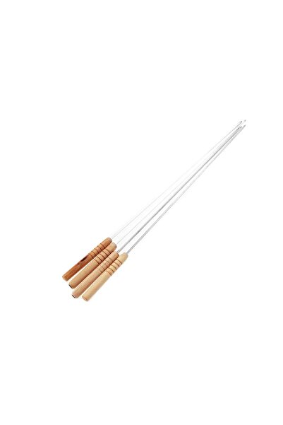 HF 4-piece stainless steel barbecue skewers with wooden handle, 60 cm
