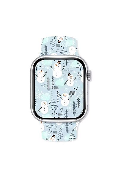 REDz Accessories Curea Om de Zăpadă, Sport, Pentru Apple Watch, Design de Crăciun, Silicon, Albastru Deschis - 44/45/46/49 mm