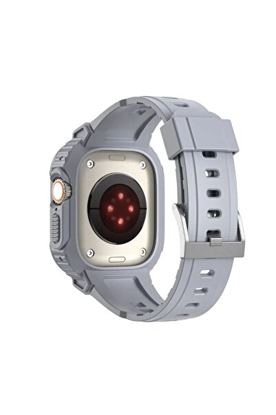 REDz Accessories Λουράκι Apple Watch 2 σε 1 Rugged Armor με αντικραδασμική θήκη, σιλικόνη, γκρι - Apple Watch 38/40/41mm