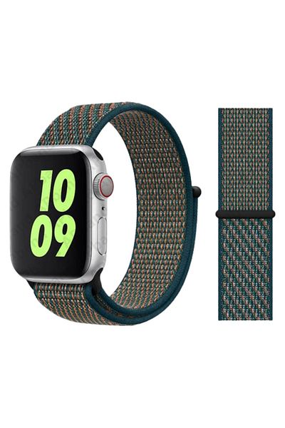 REDz Accessories Sport Strap, Compatible with Apple Watch, Nylon, Hedgehog, Dark Green/Orange - 38/40/41 mm