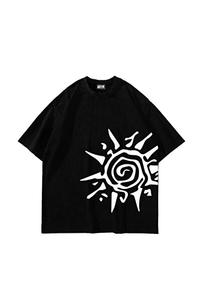 Tarzsokak Imprimat Soare Oversize Unisex Negru