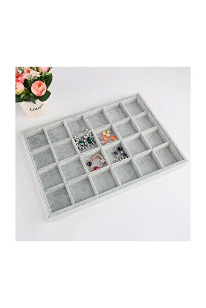 Yakut Hediyelik Aksesuar Din piele intoarsa gri 24 compartimente pandantiv cercei inel masa de servire pe MDF intern