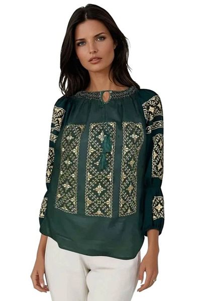 rody's forever RBIB women's blouse, Dacali, size S, green/cream