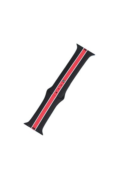 REDz Accessories Curea din silicon, imprimeu, dungi, pentru Apple Watch, negru/roșu - 38/40/41 mm