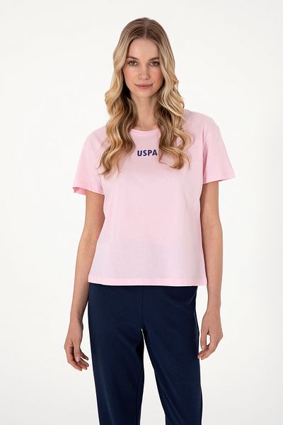U.S. Polo Assn. Women's Light Pink Crew Neck T-Shirt 50305824-Vr078