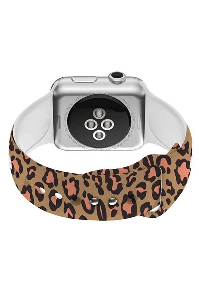 REDz Accessories Animal Print Strap, Silicone, For Apple Watch, Adjustable, Brown And Pink - 44/45/46/49 Mm
