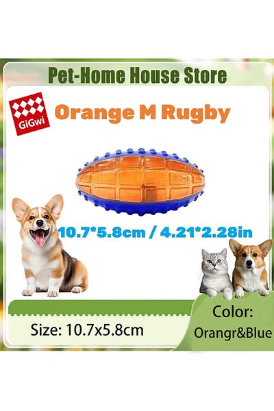 Choice Orange M Rugby Pet Toys Interactive Dog Ball Squeaky Balls 2.5” For Small/medium Dogs