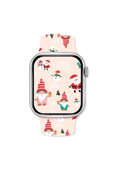 REDz Accessories Merry Christmas Gnomes Strap, Sport, For Apple Watch, Christmas Design, Silicone, Pink - 38/40/41 mm