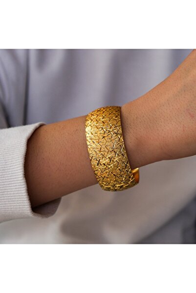 FerizZ Altın Kaplama Cam Kırığı Model Bilezik 3 cm BLZ-3079