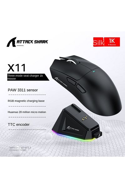 Choice ماوس بلوتوث X11 أسود، اتصال ثلاثي الأوضاع، قاعدة شحن مغناطيسية تعمل باللمس