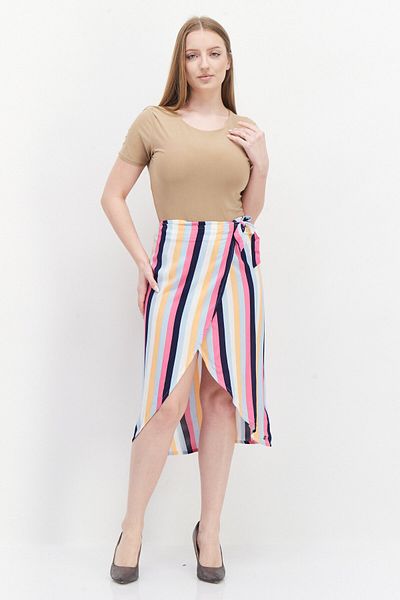 Roxy Women Stripe Wrap Skirt, Orange Combo