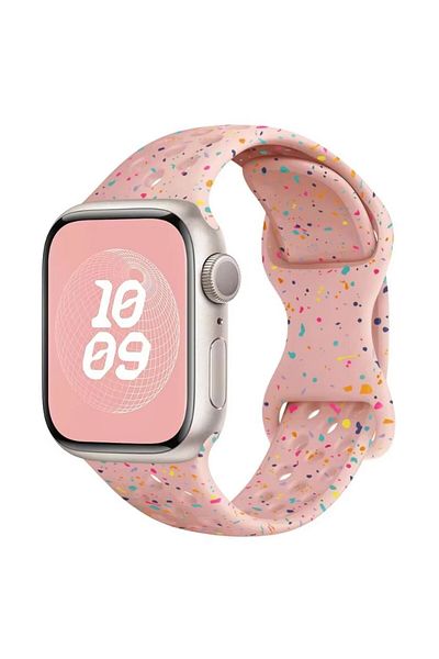 REDz Accessories Perforated Strap with Colorful Drops, Sport, For Apple Watch, Silicone, Pink - 44/45/46/49 mm