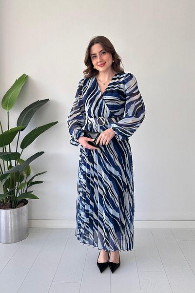 MaziButik Rochie din șifon plisat albastru