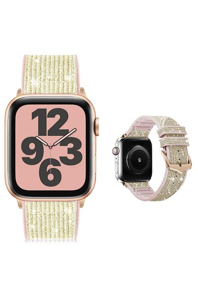 REDz Accessories Glitter Strap For Apple Watch, Glitter Collection, Silicone, Gold - 44/45/46/49 Mm