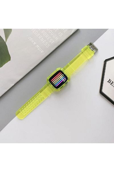 REDz Accessories 2 in 1 Strap with Case, Apple Watch, Shockproof, Silicone, Yellow - Watch 38/40/41mm