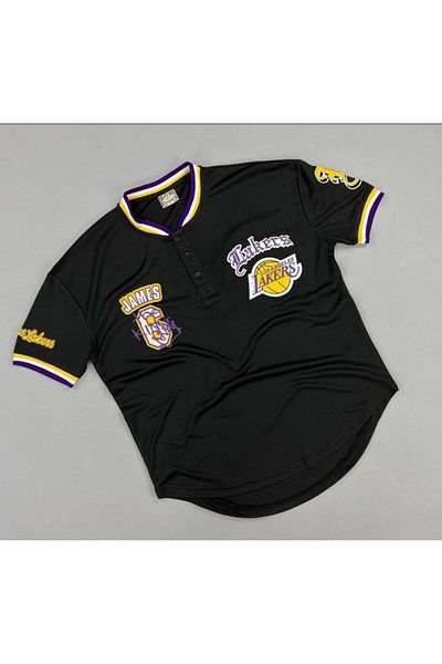 Ral Sport Μπλουζάκι μπάσκετ Lakers με τρία κουμπιά μαύρο