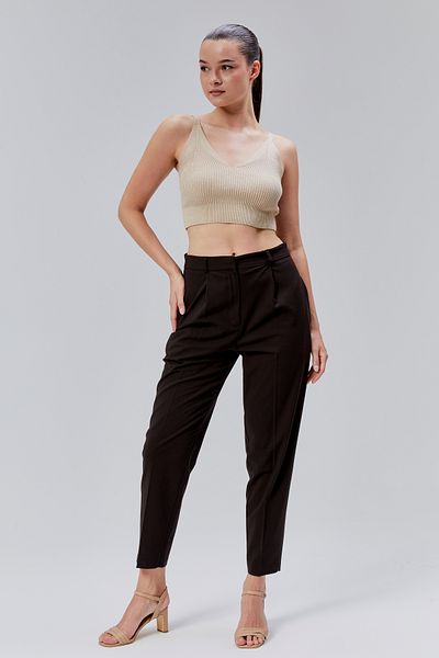 Bolivente Bitter Brown Regular Woven Carrot Trousers