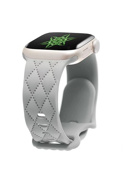 REDz Accessories Diamond Strap, Butterfly Buckle, For Apple Watch, Adjustable, Silicone, Gray - 38/40/41 Mm
