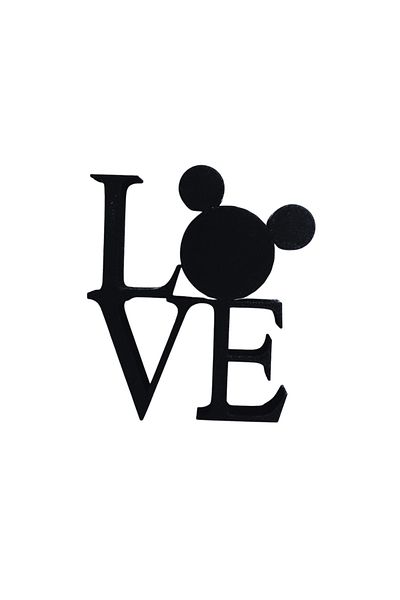 OEM Cake topper decoration, "LOVE", the magic of love Mickey Mouse model, 10 x 9 cm black