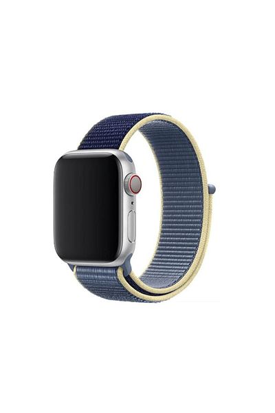REDz Accessories Curea sport, compatibilă cu Apple Watch, textilă, bleumarin-galben - 38/40/41 mm