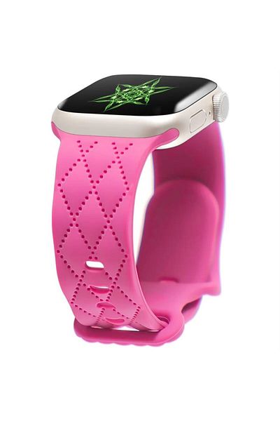 REDz Accessories Diamond Strap, Butterfly Buckle, For Apple Watch, Adjustable, Silicone, Hot Pink - 38/40/41 Mm