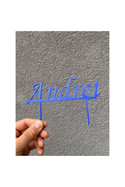 OEM Topper tort, "ANDREI", zi de nastere, aniversare 11,5 x 18,4 cm albastru