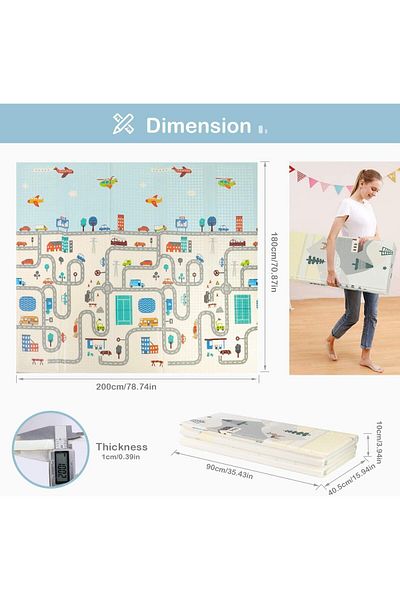 COOYA Baby Play Mat,180x200 cm,Double-sided Pattern,Raised pattern with Anti-slip Design,Waterproof