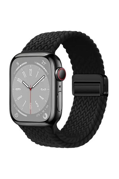 REDz Accessories Solo Loop Strap, Magnetic Closure, Compatible With Apple Watch, Adjustable, Black - 44/45/46/49 Mm