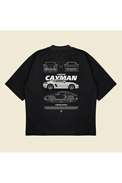 Tarzsokak Porsche Cayman Принтиран Овърсайз Унисекс Памучен Дишащ Дебел Материал