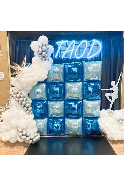 Party and Story Square Foil Balloon Backdrop Sky Blue 4pcs 37cm*37cm