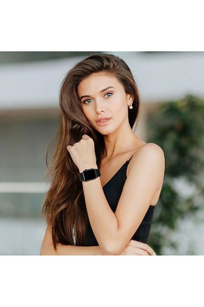 REDz Accessories Solo Loop Strap, Magnetic Closure, Compatible With Apple Watch, Adjustable, Black - 44/45/46/49 Mm