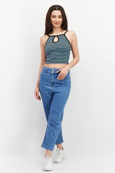 X-Girl Women Keyhole Sleeveless Tank Top, Blue Combo